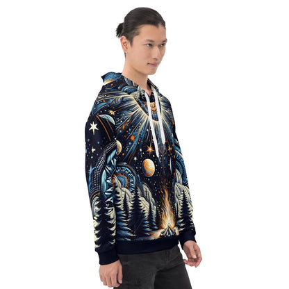 Cosmic Campfire Magic Hoodie – Adult Unisex Artistic All-Over Print Sweatshirt, Artistic Graphic Outerwear