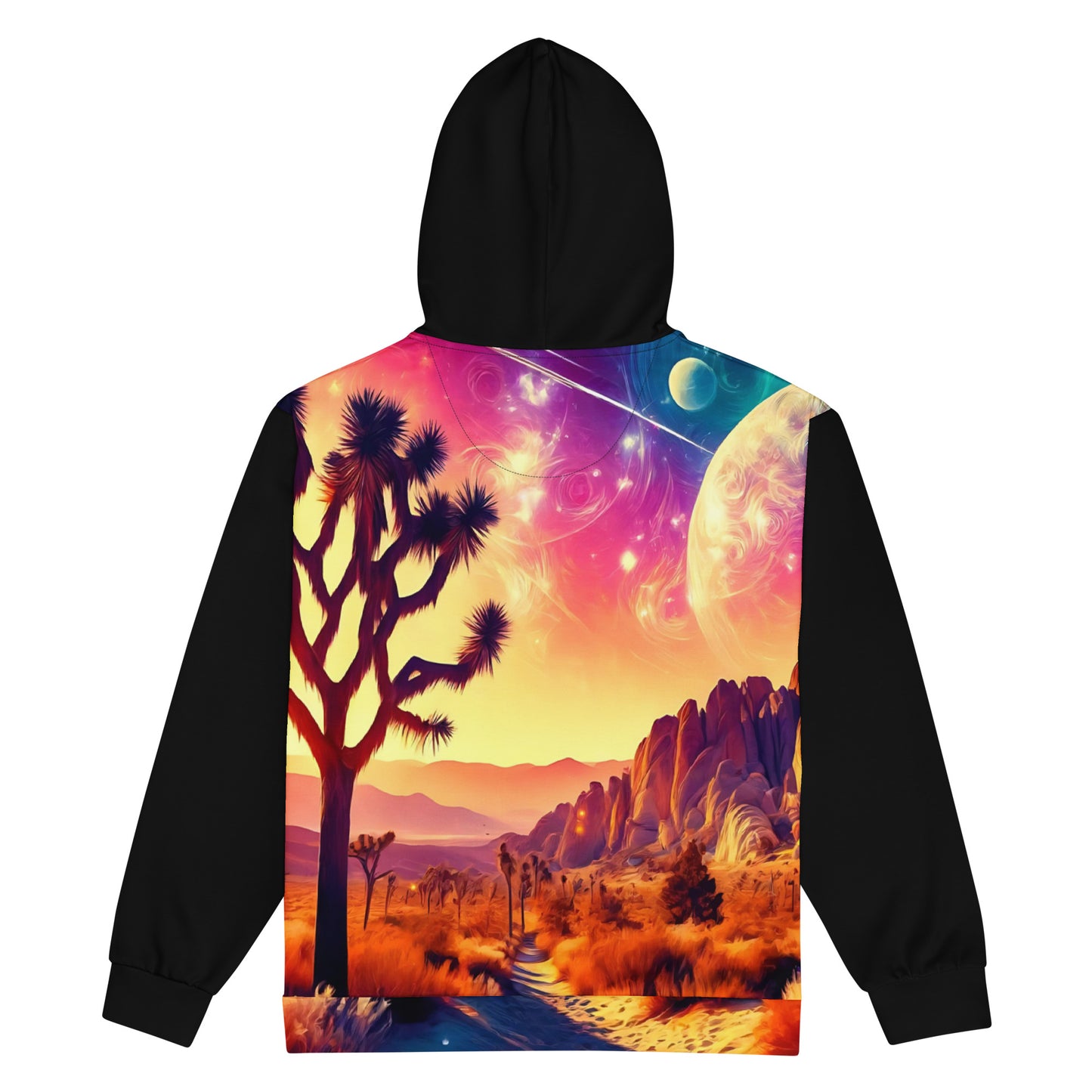 Joshua Tree All-Over Print Hoodie Mens, Vibrant Sunset Art Print Full Zip Jacket