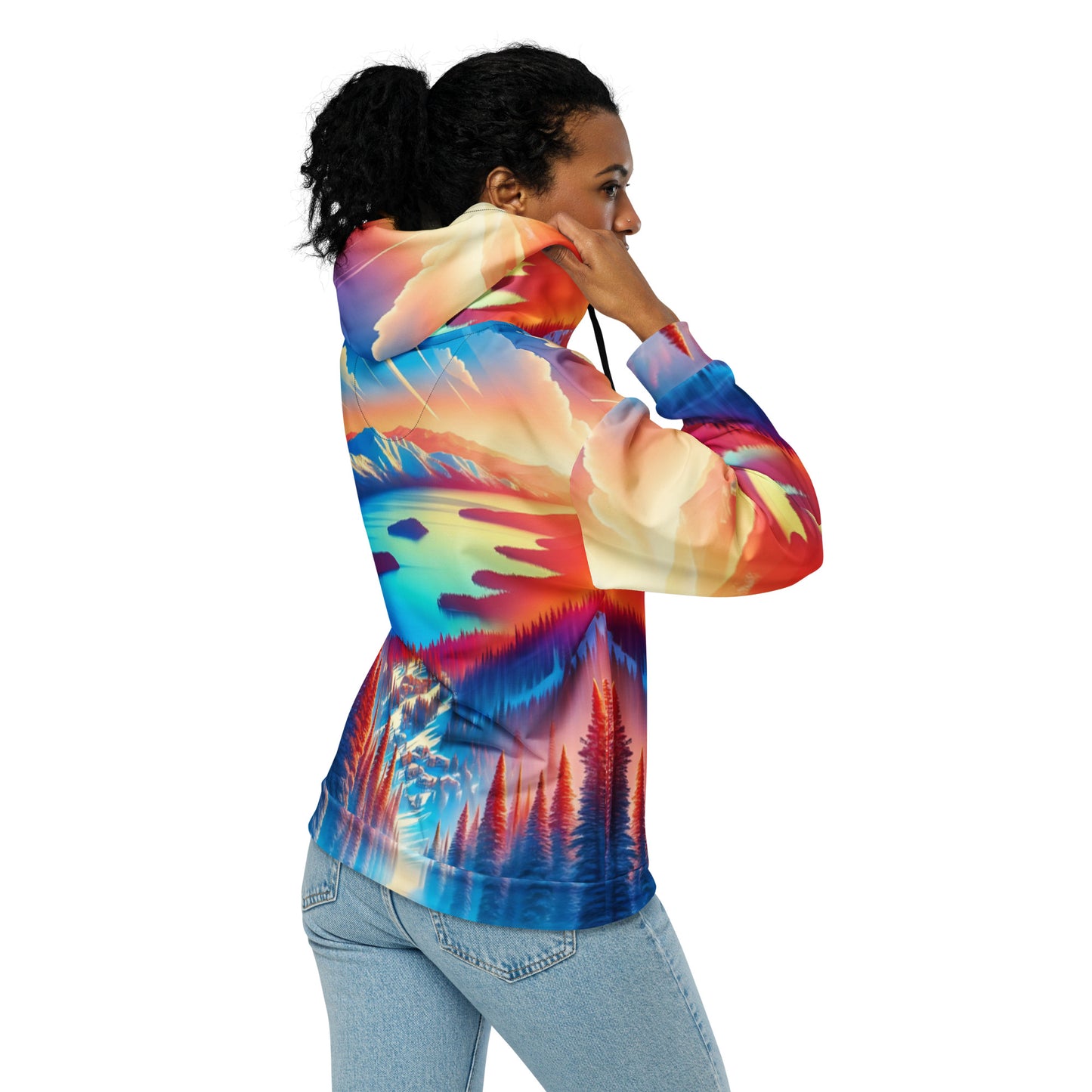 Lake Tahoe Art Hoodie Jacket Mens Vibrant Impressionist All-Over Print Full-Zip