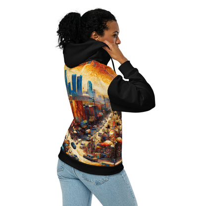 Downtown LA Hooded Jacket Men's Full Zip All Over Print Cityscape Illustration