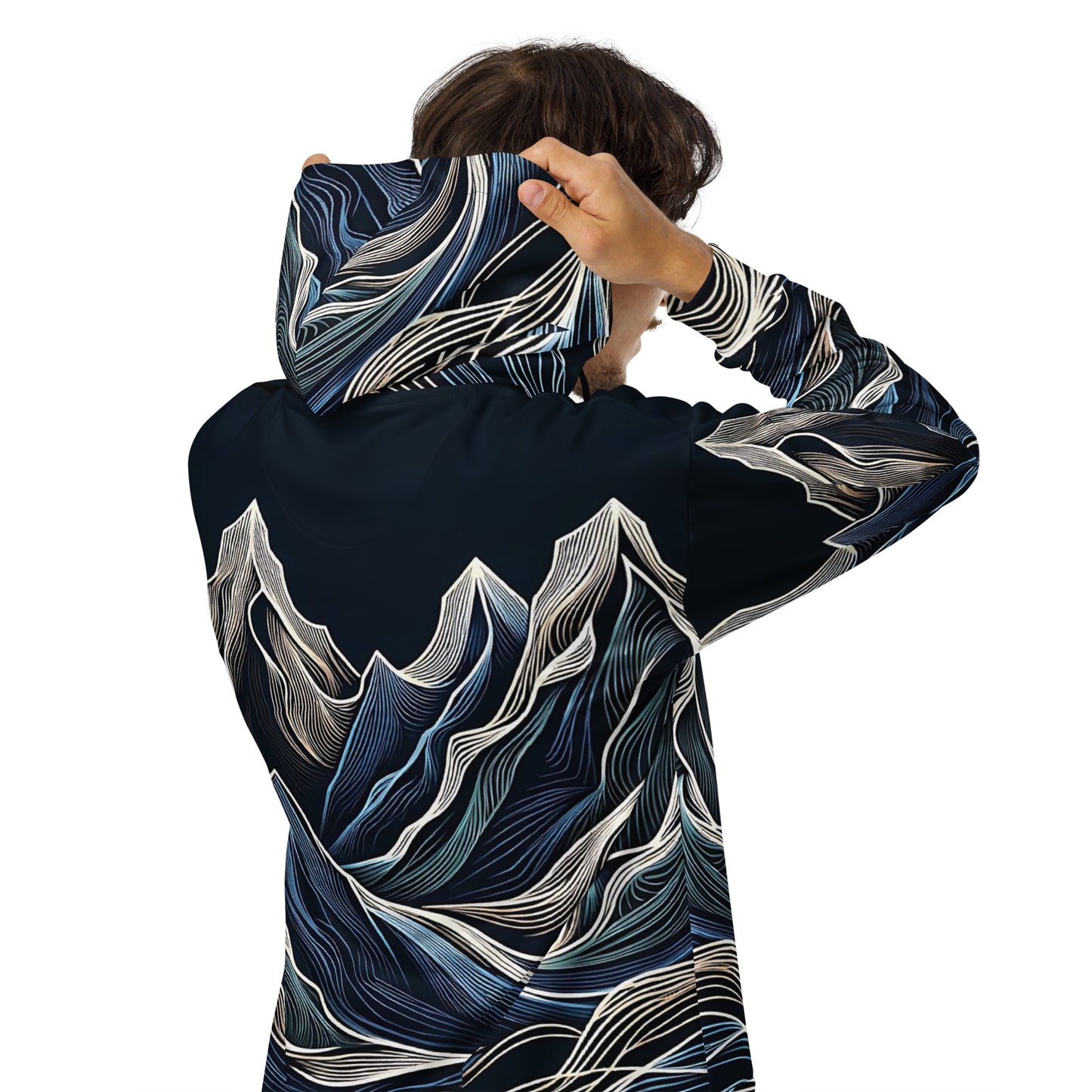 Mt Vibrations Mountain Wave Hoodie, All Over Print Graphic Full Zip Outdoor Design