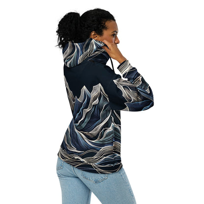 Mt Vibrations Mountain Wave Hoodie, All Over Print Graphic Full Zip Outdoor Design