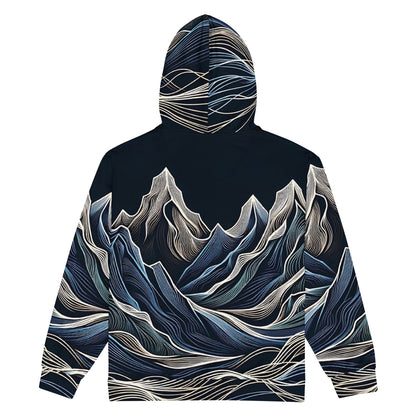 Mt Vibrations Mountain Wave Hoodie, All Over Print Graphic Full Zip Outdoor Design