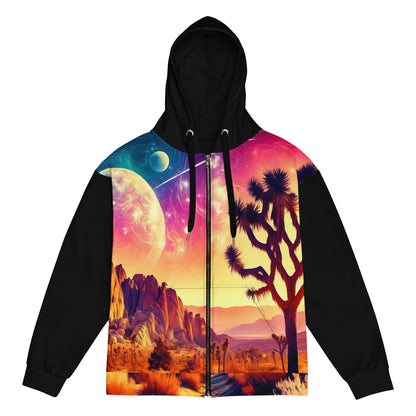 Joshua Tree All-Over Print Hoodie Mens, Vibrant Sunset Art Print Full Zip Jacket