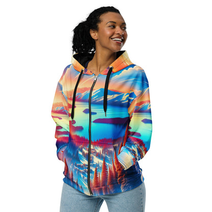 Lake Tahoe Art Hoodie Jacket Mens Vibrant Impressionist All-Over Print Full-Zip