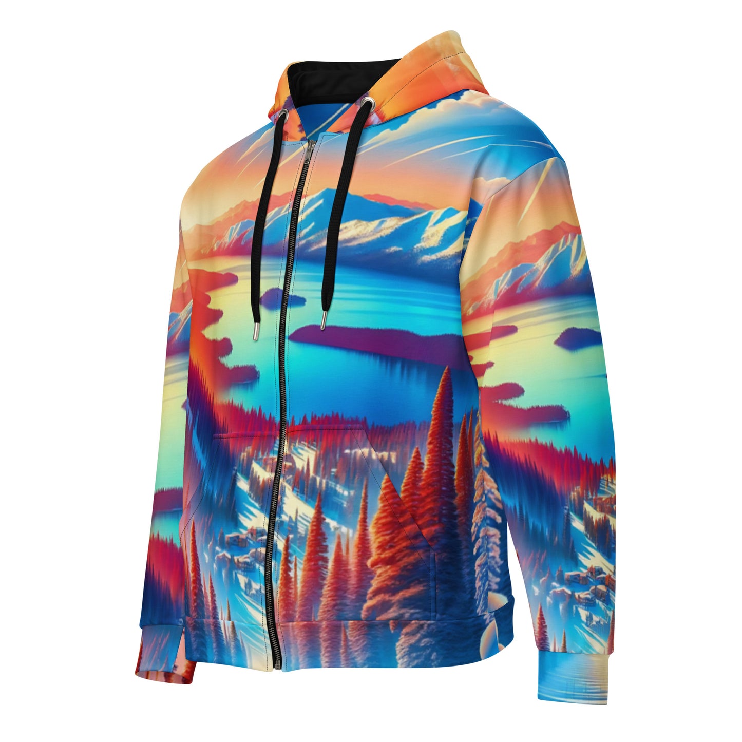 Lake Tahoe Art Hoodie Jacket Mens Vibrant Impressionist All-Over Print Full-Zip