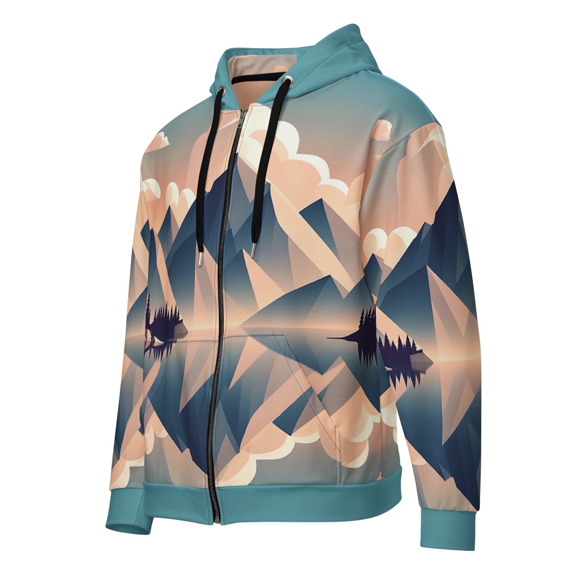 Mountain Peaks Abstract Zip Hoodie Unisex All-Over Print