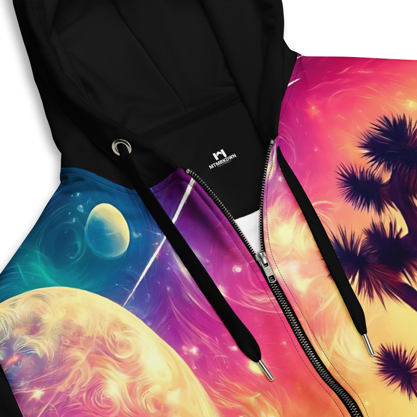 Joshua Tree All-Over Print Hoodie Mens, Vibrant Sunset Art Print Full Zip Jacket