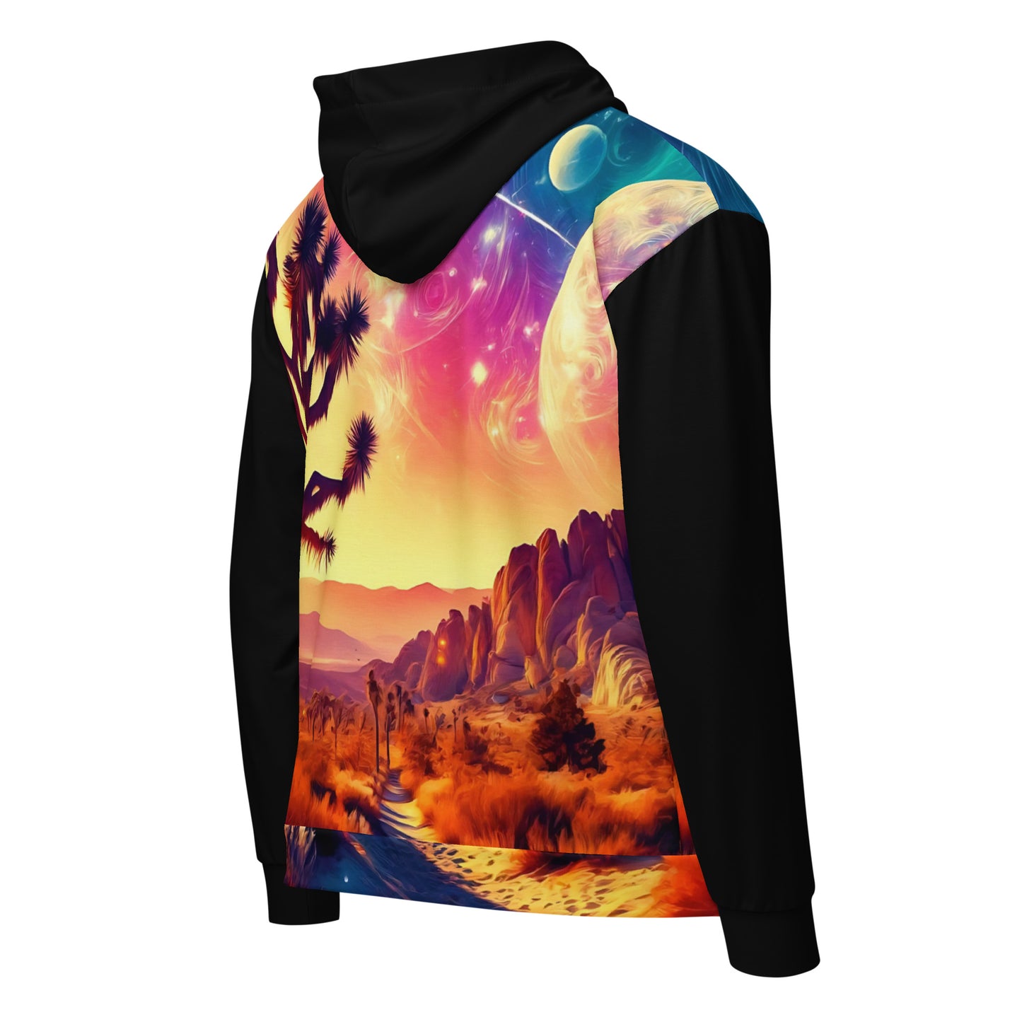 Joshua Tree All-Over Print Hoodie Mens, Vibrant Sunset Art Print Full Zip Jacket