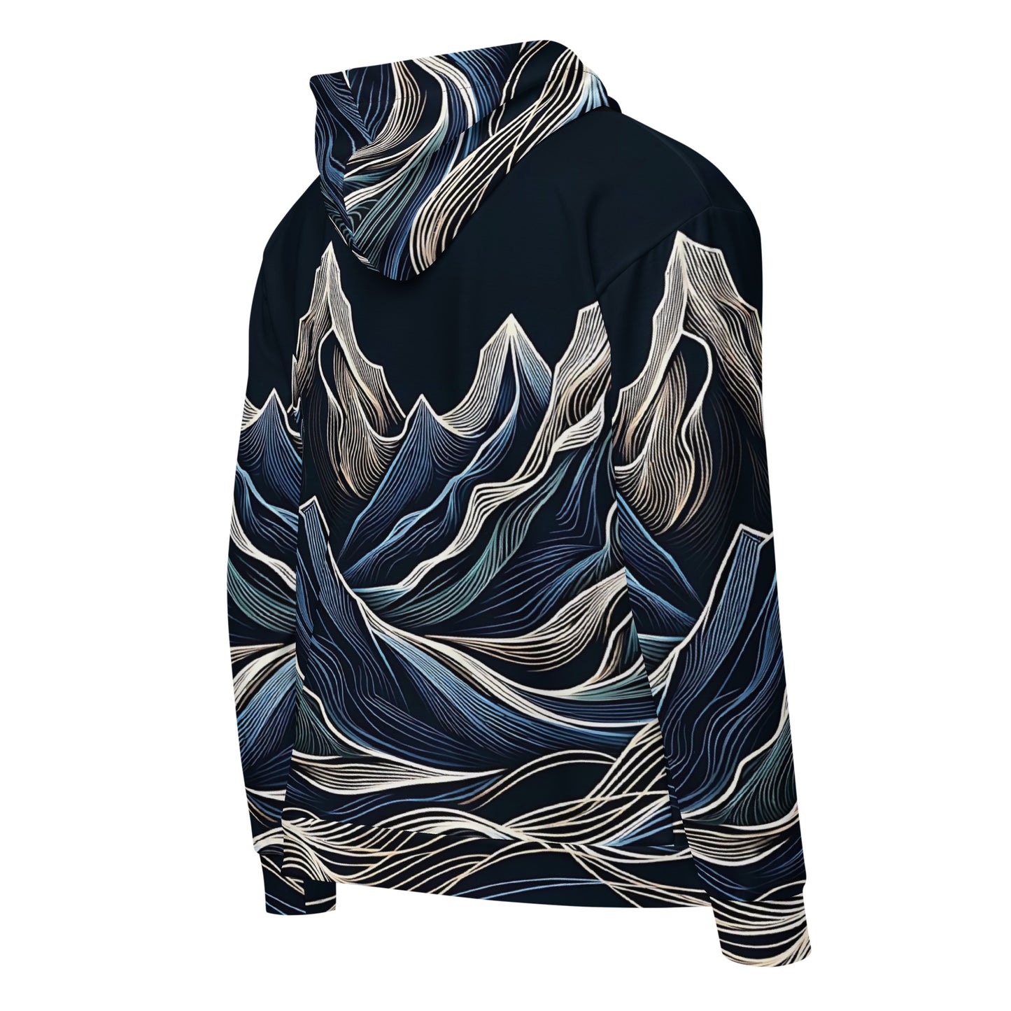 Mt Vibrations Mountain Wave Hoodie, All Over Print Graphic Full Zip Outdoor Design