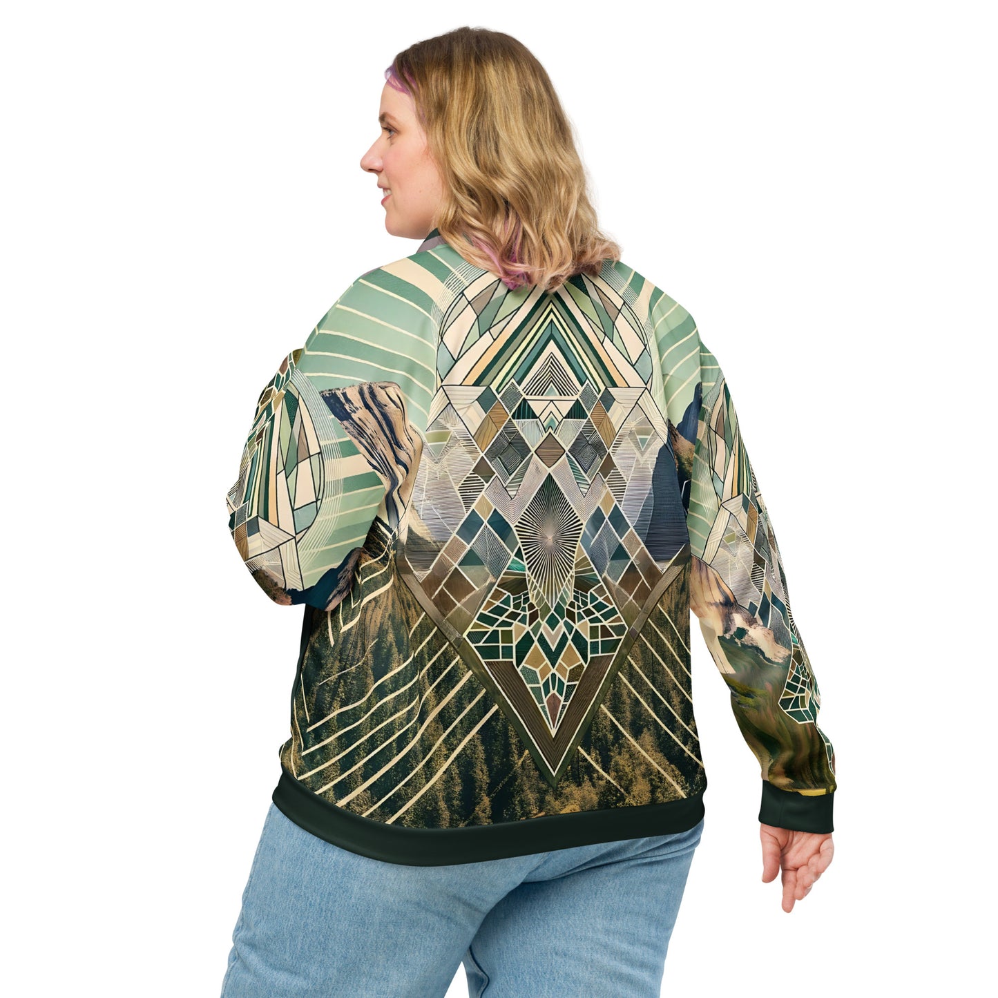 Yosemite Valley Bomber Jacket – Unisex Abstract Geometric Music Festival Climbing Jacket