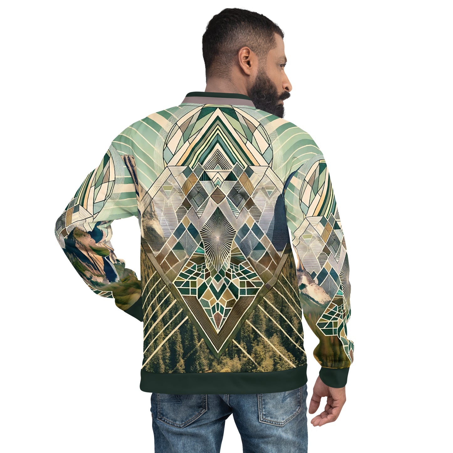 Yosemite Valley Bomber Jacket – Unisex Abstract Geometric Music Festival Climbing Jacket