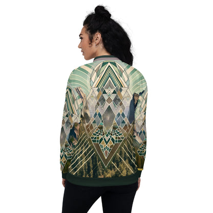 Yosemite Valley Bomber Jacket – Unisex Abstract Geometric Music Festival Climbing Jacket