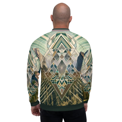 Yosemite Valley Bomber Jacket – Unisex Abstract Geometric Music Festival Climbing Jacket