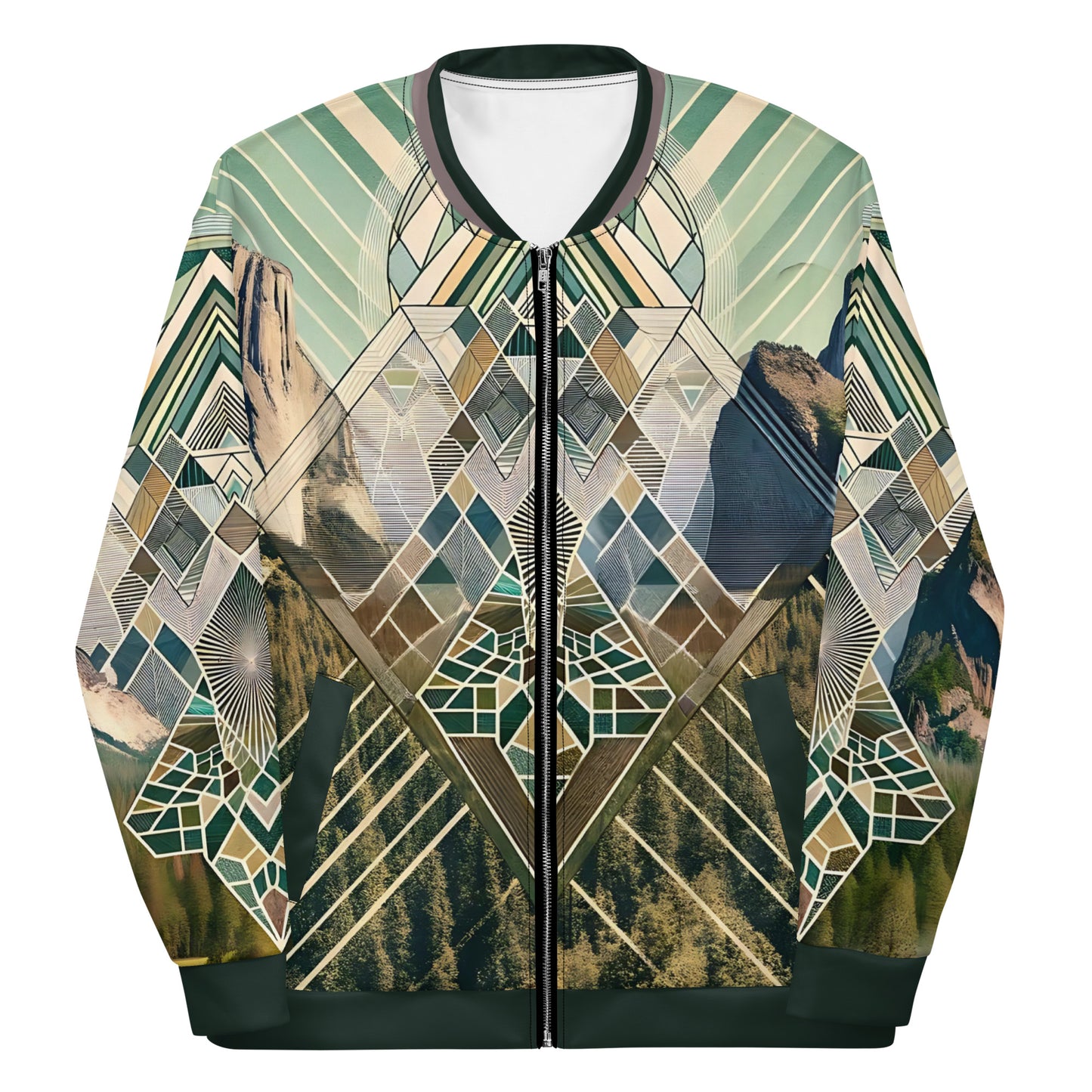 Yosemite Valley Bomber Jacket – Unisex Abstract Geometric Music Festival Climbing Jacket