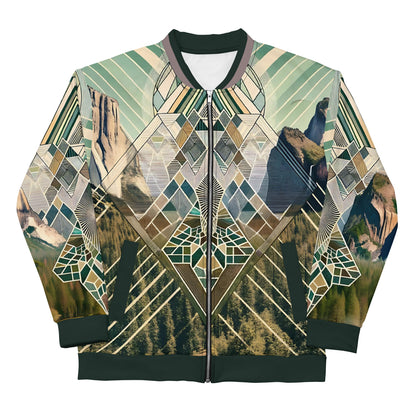 Yosemite Valley Bomber Jacket – Unisex Abstract Geometric Music Festival Climbing Jacket