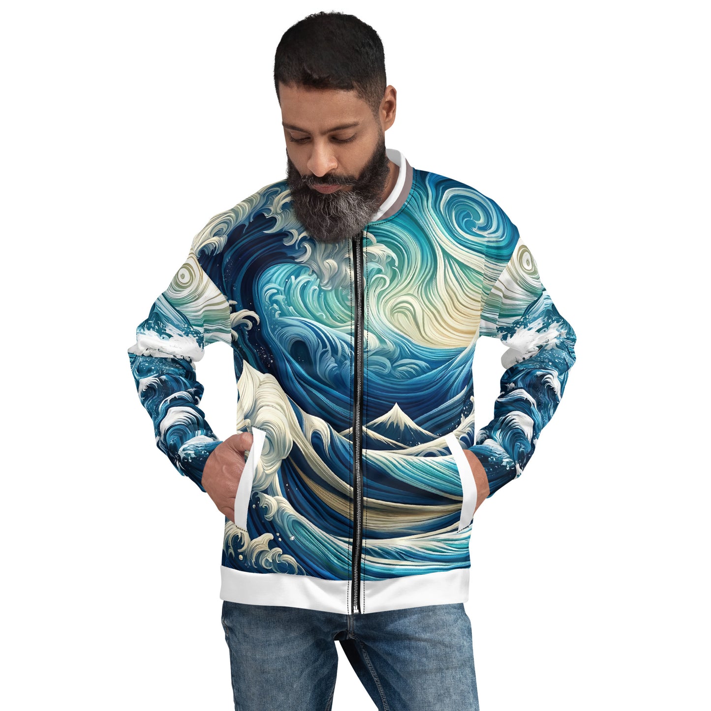 The Great Flood Bomber Jacket – Unisex Artistic All-Over Print Graphic, Men's Women's Festival Outerwear