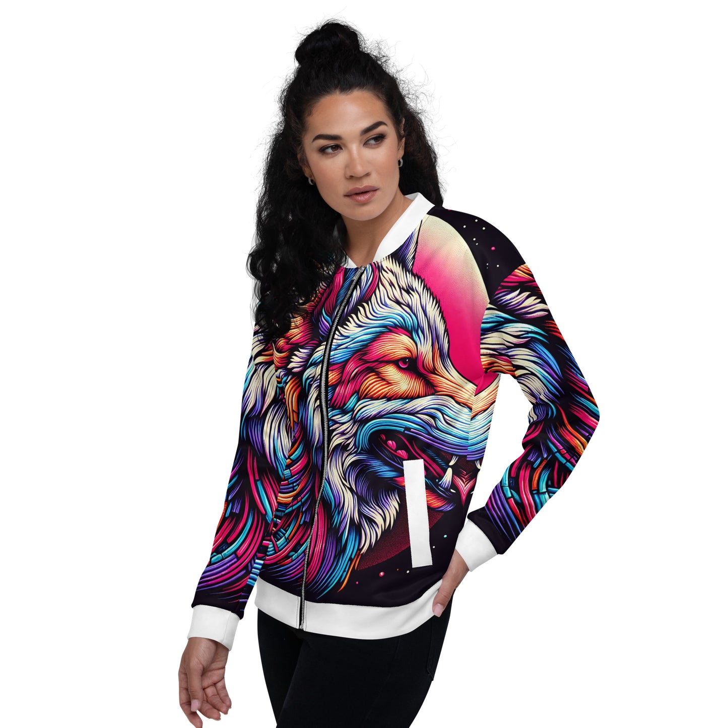 Wolf Art Bomber Jacket Adult Vibrant Artistic All Over Print Full Zip Soft Shell