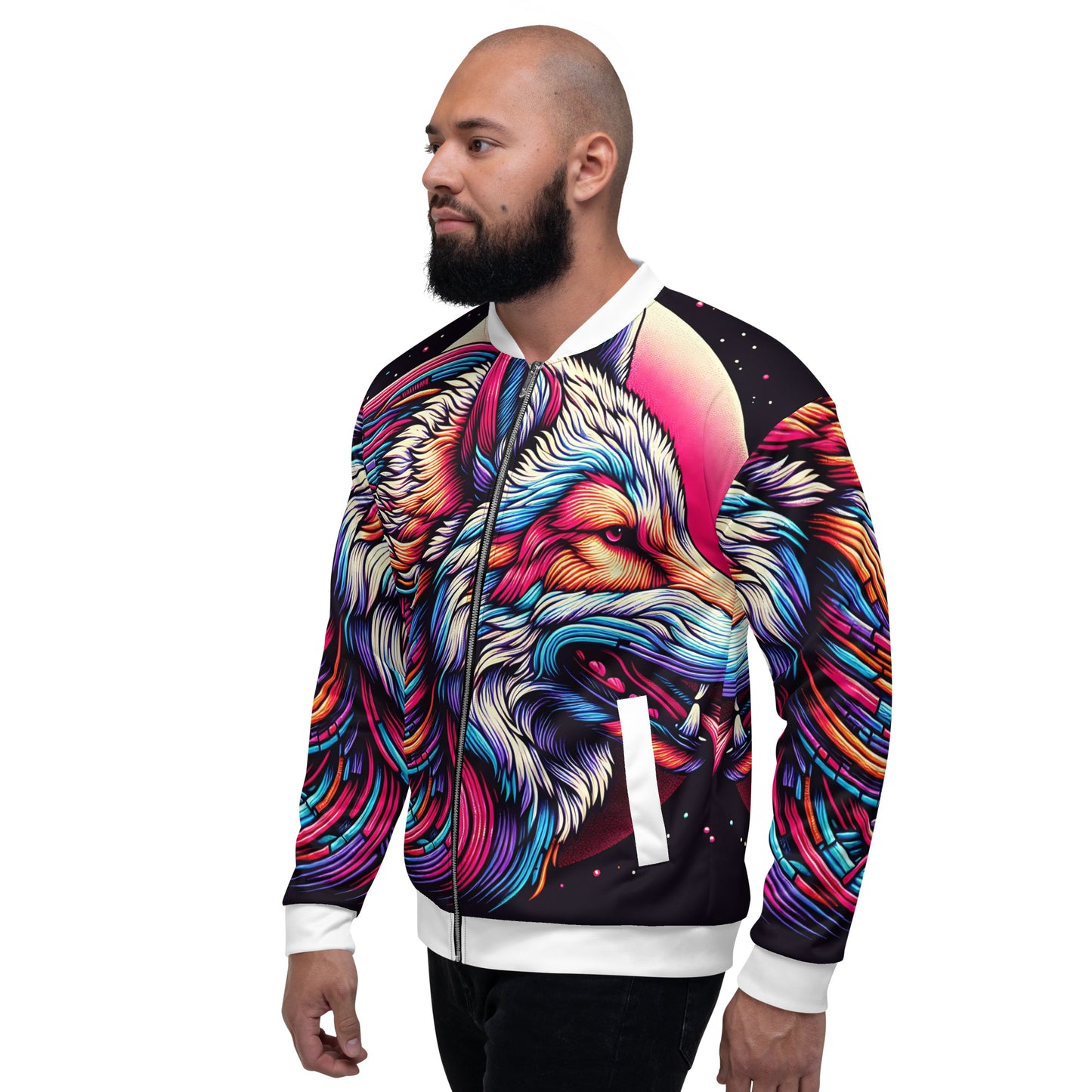 Wolf Art Bomber Jacket Adult Vibrant Artistic All Over Print Full Zip Soft Shell