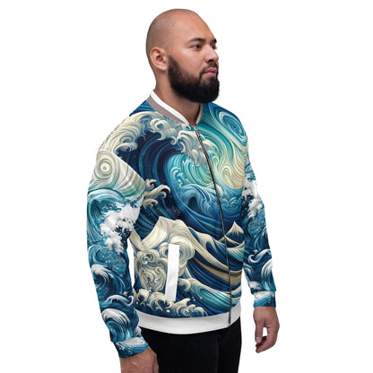 The Great Flood Bomber Jacket – Unisex Artistic All-Over Print Graphic, Men's Women's Festival Outerwear